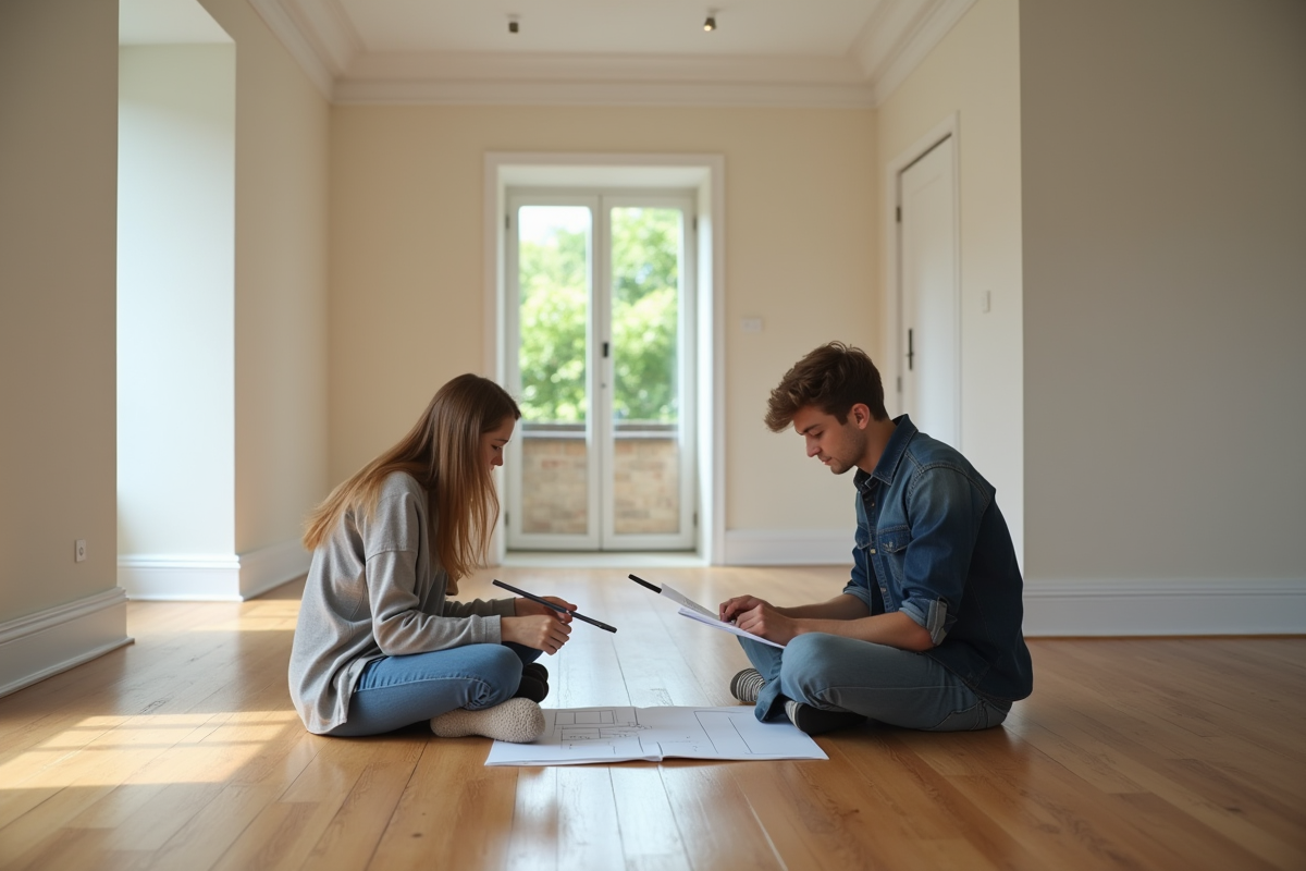 Jeune couple dessinant l