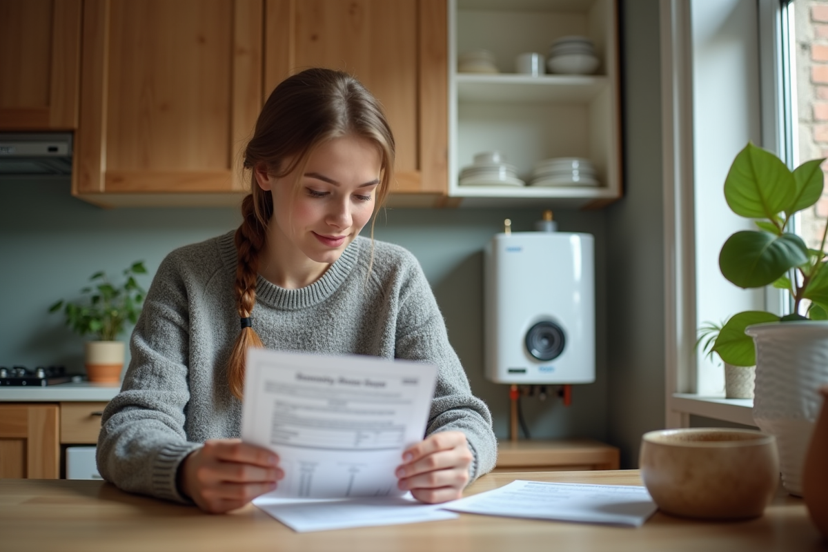 Jeune femme vérifiant sa facture d